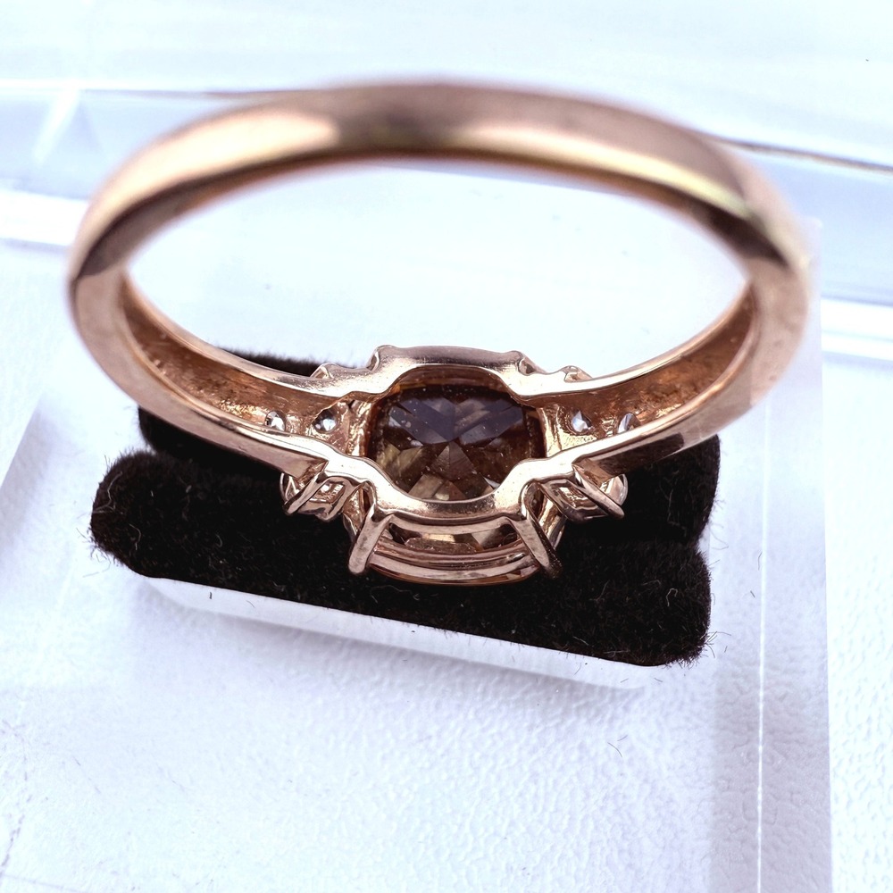 PAJ 925 Sterling Silver Cushion-Cut Champagne CZ Ring Clear Accent Stones Size 8 - Picture 7 of 11